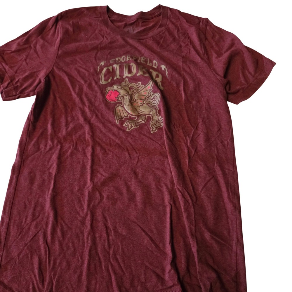 McMenamins Edgefield Cider Graphic T-Shirt Mens Small Maroon Dragon Brewery Tee